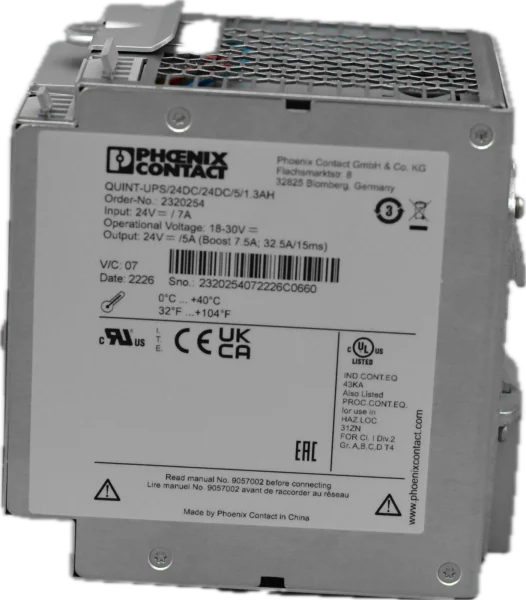 QUINT-UPS Uninterruptible Power Supply, 24VDC/24VDC, 5A, 1.3Ah Battery, image 2