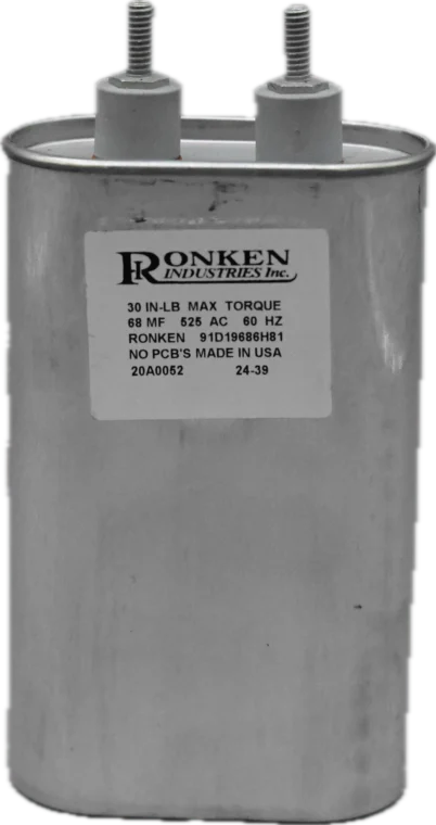 Capacitor, 68µF, 525V, 1/4-20 Terminal, No Bracket